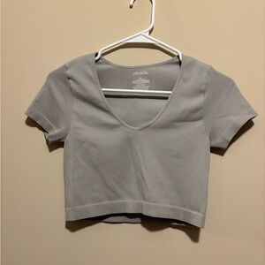 Wild Fable Light Gray V-Neck Crop Top